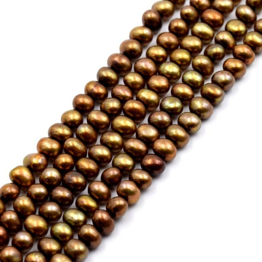 Achat Perles d'eau douce potato bronze vert 4.5-5mm (1 fil)