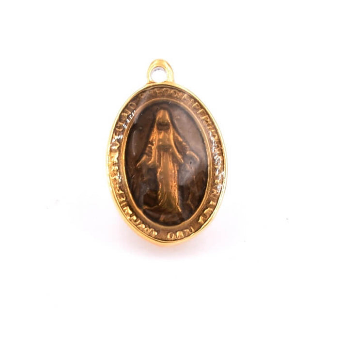 Médaille Vierge Miraculeuse BOBIJOO - Acier Doré Or Fin 27x19mm + Chaîne 45cm - Cadeau Communion