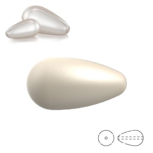 Perles nacrées poire Pearshape Preciosa Cream 15x8mm (3)