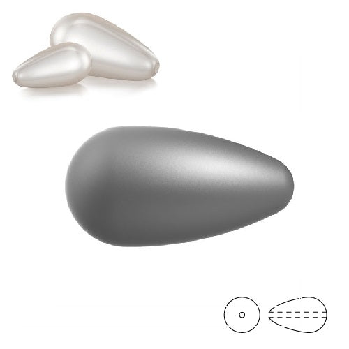 Achat Perles nacrées poire Pearshape Preciosa Dark Grey 15x8mm (3)