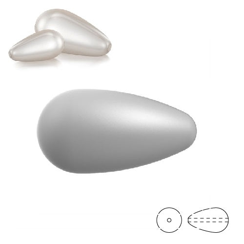 Perles nacrées poire Pearshape Preciosa Light Grey 15x8mm (3)