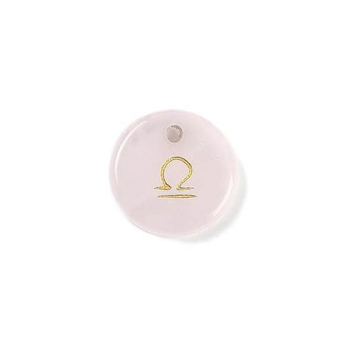 Pendentif quartz rose 12mm signe astrologique Balance - Trou: 1mm (1)