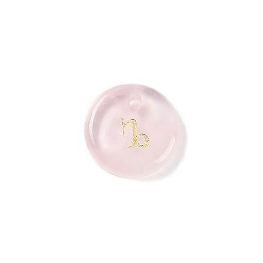 Pendentif quartz rose 12mm signe astrologique Capricorne - Trou: 1mm (1)