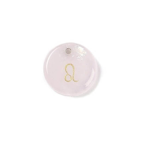 Pendentif quartz rose 12mm signe astrologique Lion - Trou: 1mm (1)