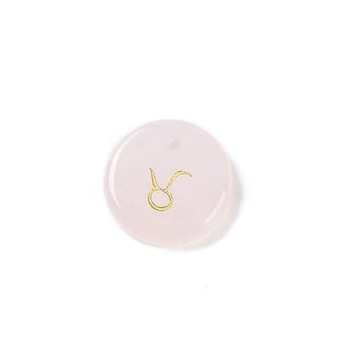 Pendentif quartz rose 12mm signe astrologique Taureau - Trou: 1mm (1)