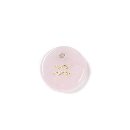 Pendentif quartz rose 12mm signe astrologique Verseau - Trou: 1mm (1)