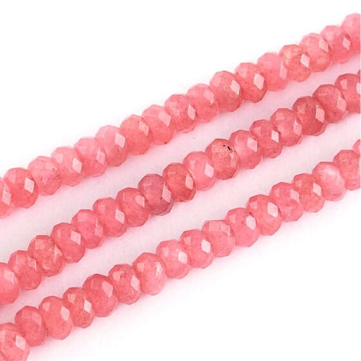 Perle rondelle à facettes jade teinté rose 4x2mm (1 fil-35cm)