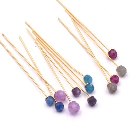 Clous Tiges doré or fin qualité 4,4cm Avec Améthyste à Facettes 3,5mm (2)