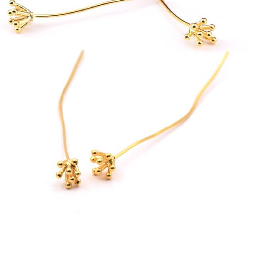 Achat Clous Tiges Tête Fleur Pistil Laiton Doré 49mm (2)