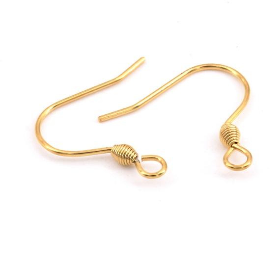 Boucles d'oreilles crochets acier inoxydable doré 16mm (6)