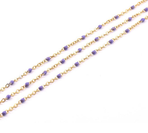 Achat Chaine Fine Acier inoxydable et Email Violet Lilas 2x1.5x0.5mm (50cm)