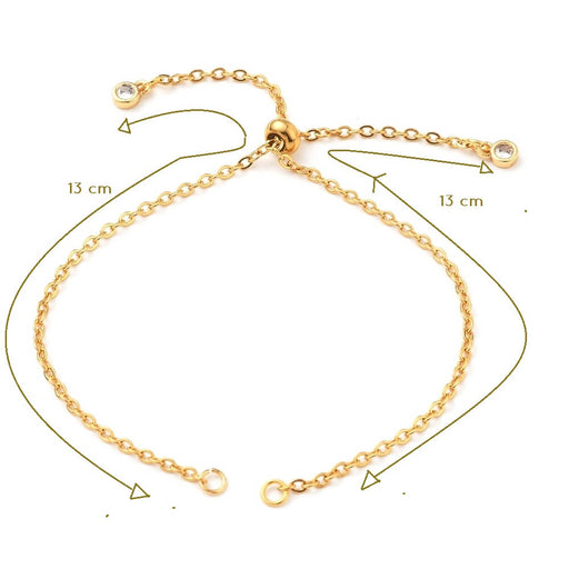 Achat Chaîne Maille Rolo Réglable Pour Bracelet Acier Inoxydable doré Or 2x13cm (1)