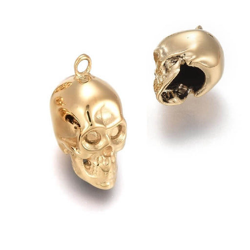 Achat Pendentif Tête de Mort Acier Inoxydable doré Or 11x7mm Trou: 1,2mm (1)