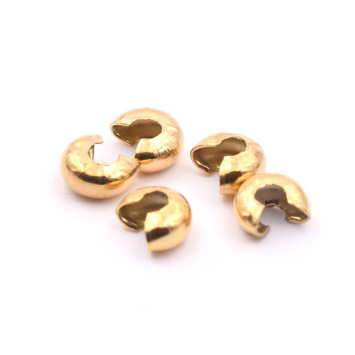 Caches Perles à Ecraser en Acier Inoxydable doré Or 5,5x5mm (5)