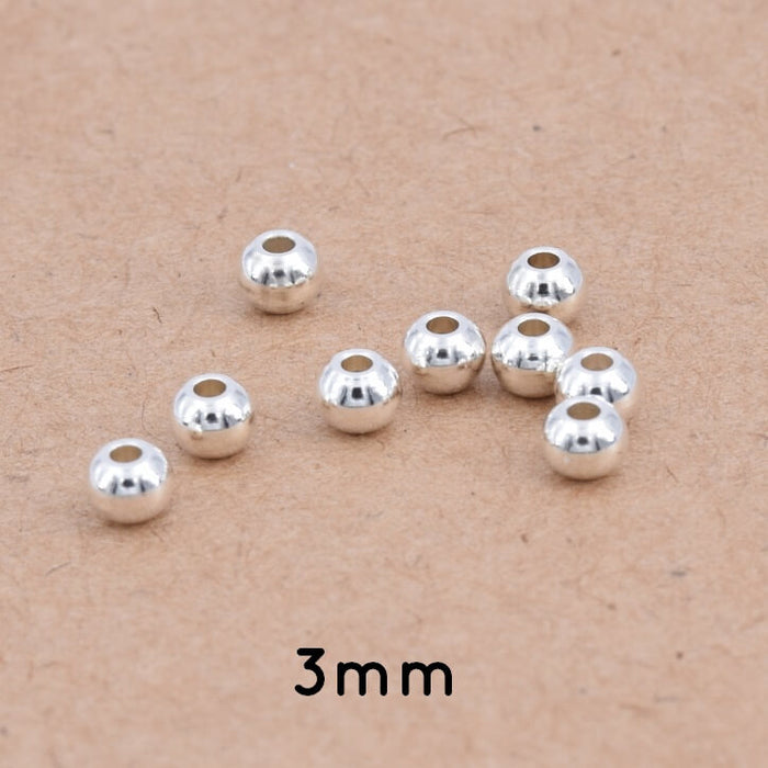 Perles Rondes en Acier Inoxydable Argenté - 3x2mm - Trou : 1.2mm (20)