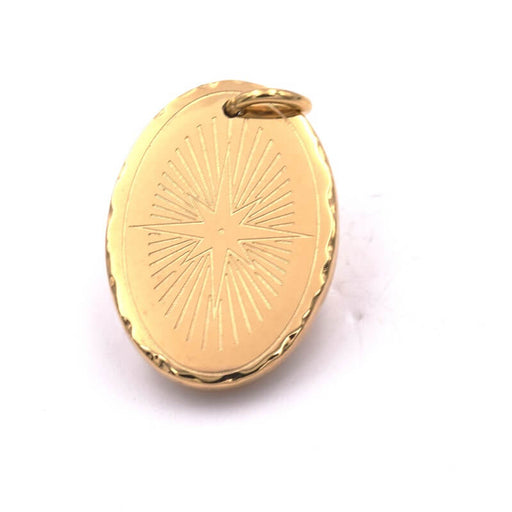 Achat Pendentif Médaille Ovale Soleil Acier Inoxydable Doré 18x13mm (1)