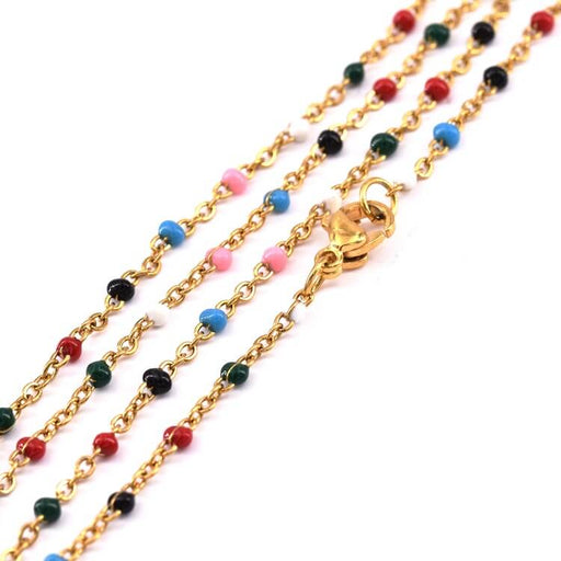 Collier Chaine Acier Doré 45cm - 2x1.5x0.2mm et Email Mix 45cm (1)