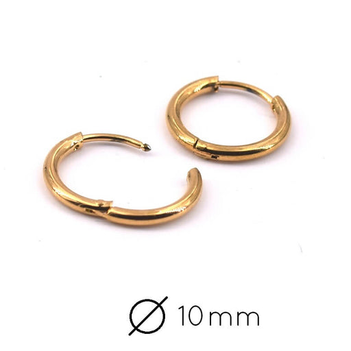 Achat Boucles d&#39;Oreilles Créole Huggie en Acier Doré - 13x1.6mm (2)