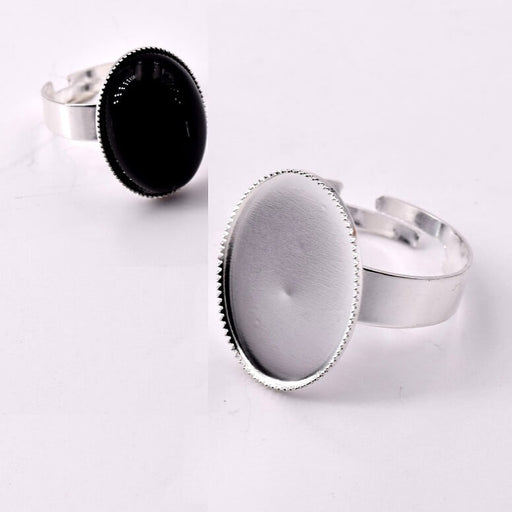Achat Bague en Acier Inoxydable Argenté Pour Cabochon Ovale 18x13mm (1)