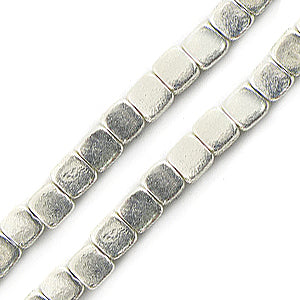 Perles carré laiton métal Argenté sur fil 3x5mm (1)