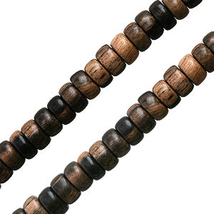 Perles pukalet heishi bois d'ébène tigré sur fil 8 x 4 mm (1)