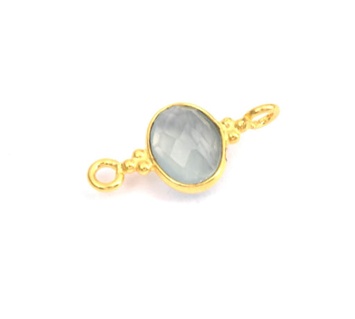 Achat Connecteur Ovale Calcédoine Sertis Argent 925 doré or fin qualité 8x6mm (1)