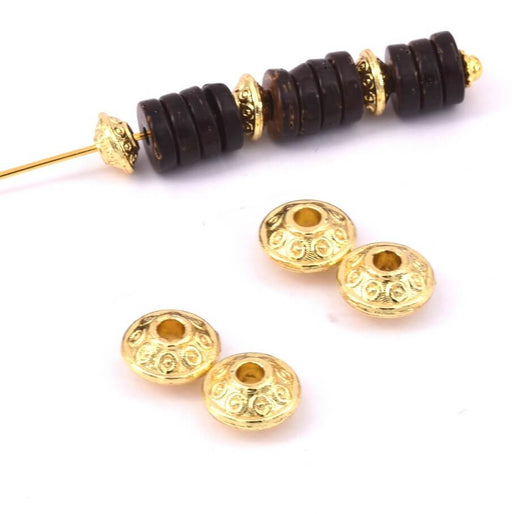 Perles heishi bicone baroque laiton doré or fin qualité, 6,5x3,5mm, Trou: 1,5mm (4)