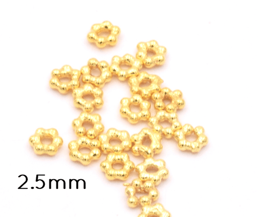 Perles Rondelles Mini Heishi Fleur 2,5mm Argent 925 doré or fin (20)