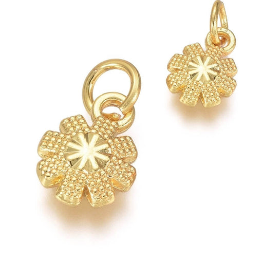 Médaille Breloque Pendentif Fleur Ethnique Doré Qualité 8mm (2)