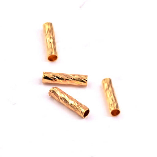 Achat Perles Tube Cylindre Strié Doré Qualité 8,5x2mm - Trou: 1mm (10)