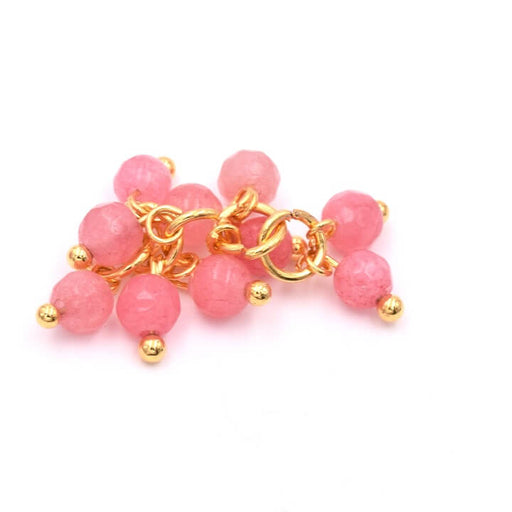Achat Breloques Perles Jade Teinté Rose 4,5mm + Clou Doré à l&#39;Or Fin (10)