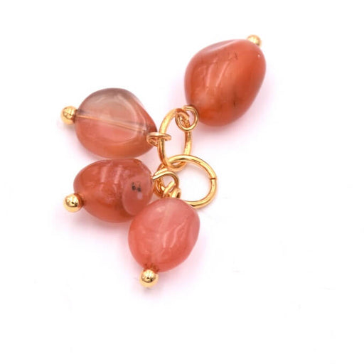 Achat Breloques Perles Nugget Agate Orangé 5-10mm - Clou Doré à l&#39;Or Fin (4)