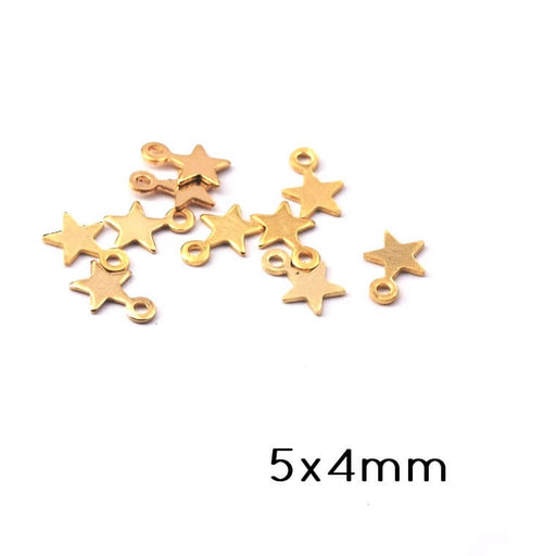 Mini Charm Breloque Forme étoile Laiton Doré Qualité 5x4mm (10)