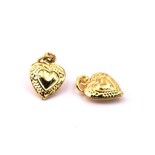 Achat Pendentif Coeur Style Rétro Laiton Doré Qualité avec Anneau 12x9mm (1)