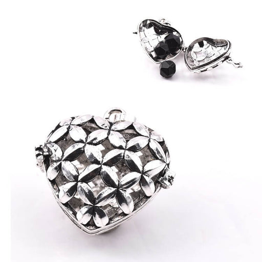 Achat Pendentif médaillon Coeur Cage Argenté platine 31x32x16mm (1)