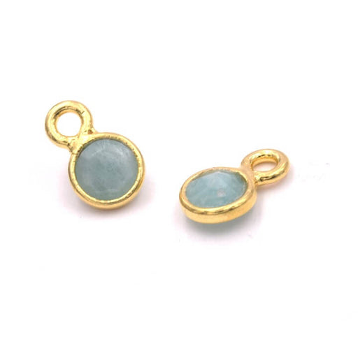 Achat Pendentifs Amazonite Sertis Argent 925 Doré Or Fin 5mm (2)