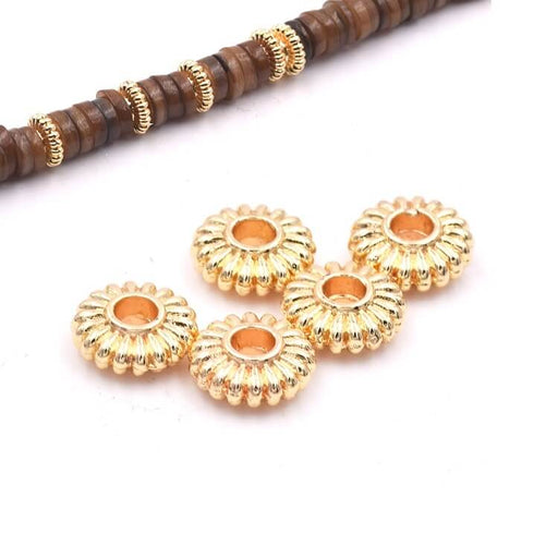 Achat Perles Rondelle Heishi Ethnique Strié Doré Qualité 7x2.8mm (5)