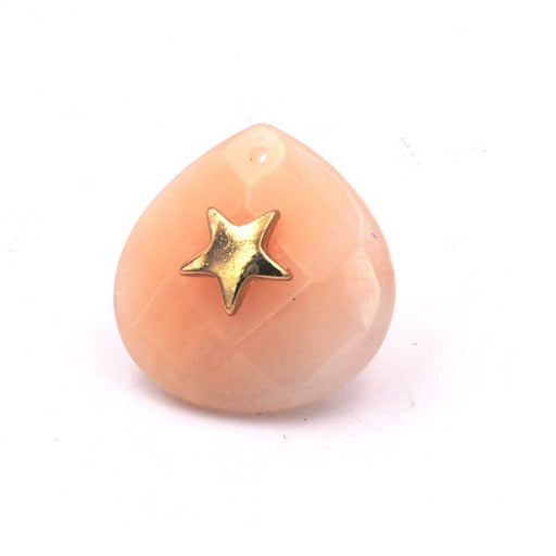 Achat Pendentif Goutte Facettes Aventurine Orangé et étoile Doré 28x28x10mm (1)