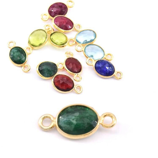 Achat Connecteur Ovale Onyx Vert Serti Argent 925 Doré Or Fin - 9x7mm (1)