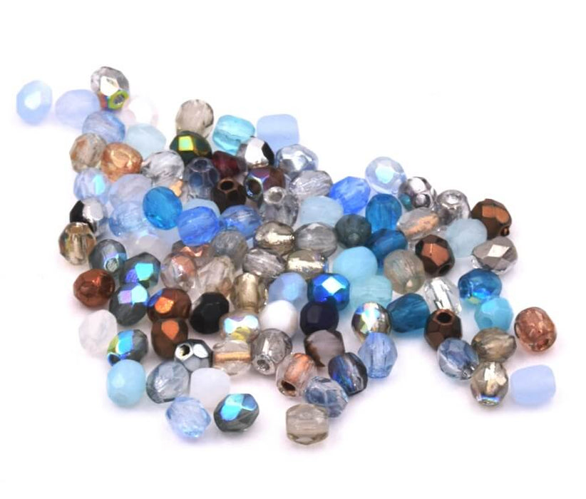 Perles Facettes de Bohème Mix Teintes vert orange 3mm (4g)