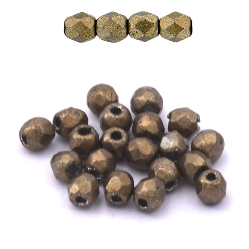 100 Perles Facettées Preciosa 4mm Rouge Métallisé Mat - Pour Création Bijoux - Livraison Gratuite