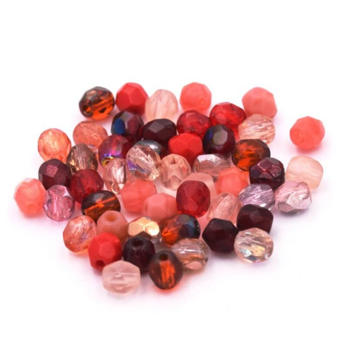 Perles Facettes de Bohème Teintes Rosées Mix 4mm (4g)