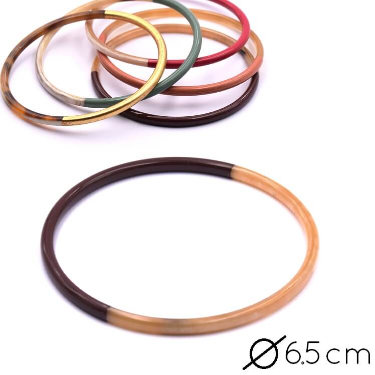 Bracelet Jonc En Bois Marqueterie – Tricolore Marron, Beige, Noir – Diamètre 6,7 Cm – Occasion