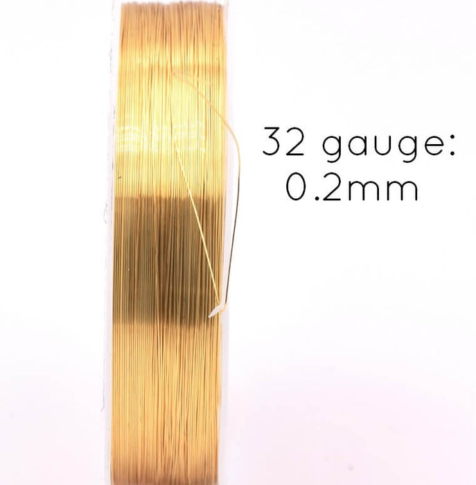 Fil Cable en Cuivre Doré Qualité 0.2mm - Bobine de 6.2m