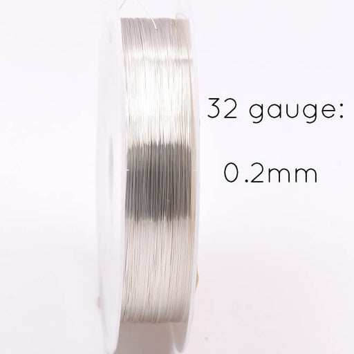 Achat Fil Cable en Cuivre Argenté Qualité 0.2mm - Bobine de 6.2m (Vendu par Bobine)