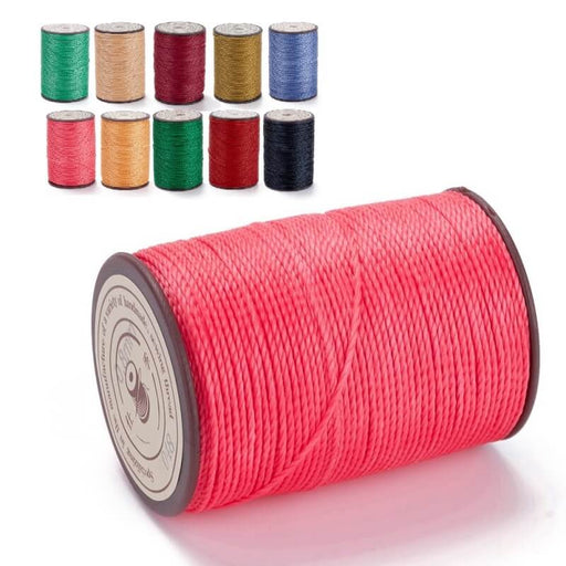 Cordon Polyester Torsadé Ciré Brésilien Rouge Indien 0.8mm - Bobine de 50m (1)