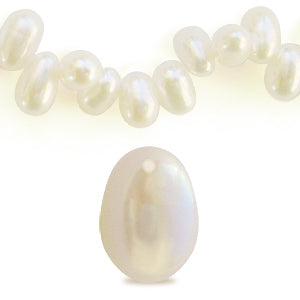 Perles d'eau douce ovales blanc 4x5mm (10)