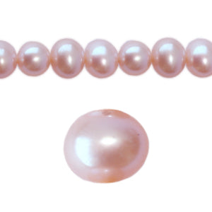 Perles d'eau douce rondes rose poudré 6mm sur fil (1)