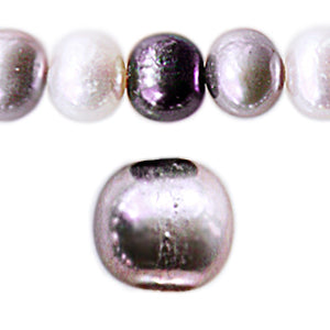 Perles d'eau douce rondes mix gris 7mm sur fil (1)