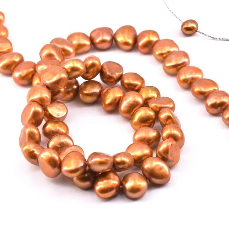 70 Perles D'Eau Douce Baroques Blanches - 2 Couleurs Doré/Argent - Charms Ovales Pour Bijoux DIY